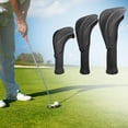 thumbnail image 3 of Ensemble de 3 Pcs/housse de Tête de Club de Golf Ensemble de Housses de Tête de Club de Golf Long Cou en Maille Noir, 3 of 8