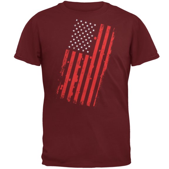 4th of July Distressed Offset American Flag Mens T Shirt
