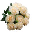 thumbnail image 1 of Ramo de flores de rosas artificiales banquete de boda nupcial tela de seda ramo de rosas falsas, champán 11 cabezas Sweethay HA6516-05B, 1 of 6