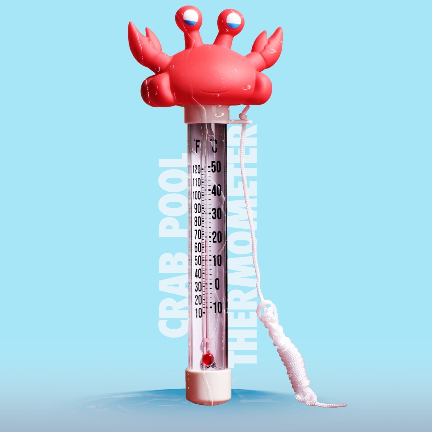 Ixir Floating Pool Thermometer - Water Temperature Reader with Shatterproof Case and Solid Tether, -10 to 50°C, Flamingo Design for Outdoor Pool