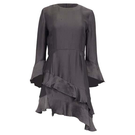 Pre-Owned Iro Asymmetric Ruffled Mini Dress in Grey Cupro