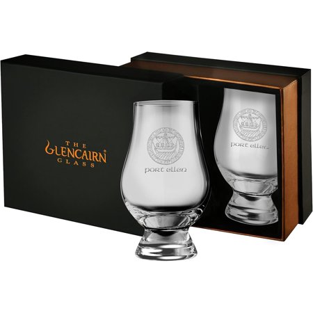 Glencairn Port Ellen Islay Crest Engraved Whisky Glass Set of 2 in Presentation Box