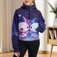 thumbnail image 3 of Chaqlin Couple Axolotl Stars zipper sweatshirts for kids with Pocket Quarter Zip Up Sweatshirts Half Zip Sweatshirts Size 13-14, 3 of 7