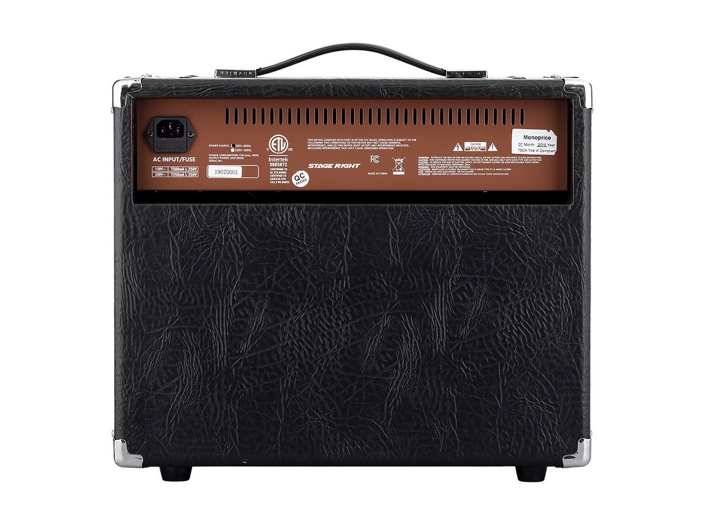 Monoprice 20-Watt Acoustic Guitar Amplifier, 3-Band EQ With Frequency Selector, Perfect For Both Practice and Small Gigs - Stage Right Series