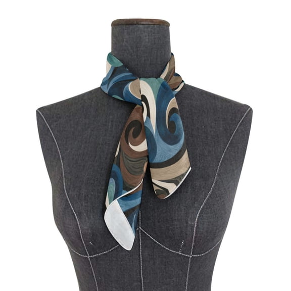 Square Scarf 24x24 Inch Dark-toned Swirl Pattern Silky Satin Sun Protection Neck Scarf for Women Multi-Purpose Head Wrap Bandana for Hair Bag Decoration