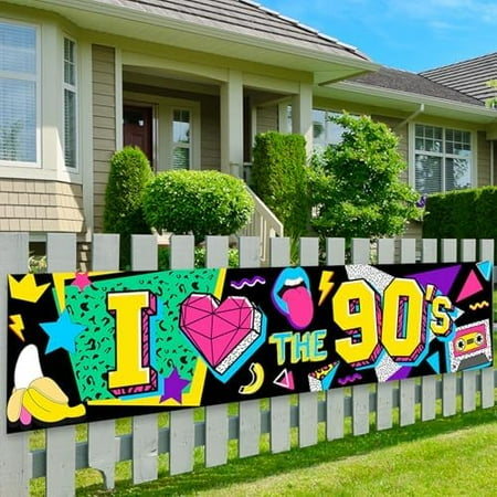 I Love the 90's Yard Banner, 90s Party Decorations Backdrop, 1990s Hip Hop Graffiti Party Supplies, Throwback 90s Birthday Party Photo Booth Props Sign$$Office