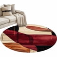 thumbnail image 6 of Red Burnt Orange Round Rug 4ft Washable Circle Entryway Rugs Non Slip Geometric Boho Modern Abstract Area Rug Indoor Floor Carpet for Bedroom Kitchen Living Room Home Office Dining Room Nursery, 6 of 8