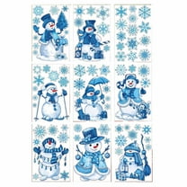Nmdmisc Christmas Window Clings 9 Sheets,Christmas Blue Snowman Snowflake Window Decals Stickers,Removable Christmas Window Decorations for Glass Windows Xmas Holiday Home Office Decor