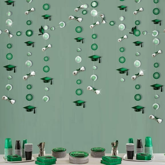 Cheerland Graduation Party Decoration Congrat Grad Garland, 4 Pack, Green