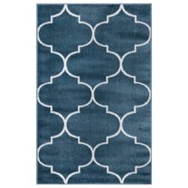 Concord Global Jefferson Collection Morocco Trellis Area Rug Blue/Ivory 2'7"x4'1" 3' x 5' Kitchen