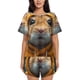 thumbnail image 1 of Fotbe Modern Yellow Sweater Guinea Pig Conjunto de Pijama Estampado para Mujer, 2 Piezas, Ropa de Dormir con Camiseta de Manga Corta y Shorts Suaves-4X-Large, 1 of 6