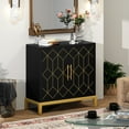 thumbnail image 4 of HLR 30.7"W Black Accent Cabinet with 2 Doors, Entryway Cabinet with Gold Trim, Modern Buffet Sideboards, 4 of 7