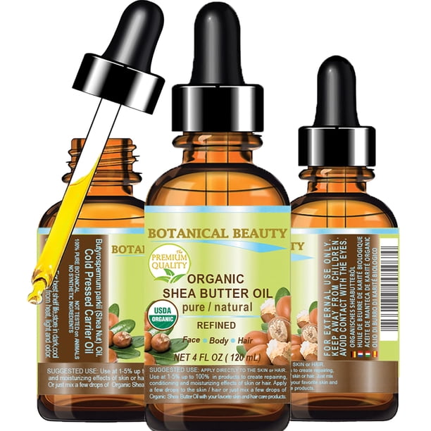 Hidratante para la piel, aceite de manteca de karité orgánico Botanical Beauty, 120 ml