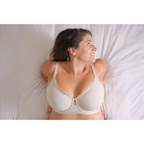 Women's Curvy Couture 1291 Cotton Luxe Unlined Underwire Bra (Natural 42DDD)  