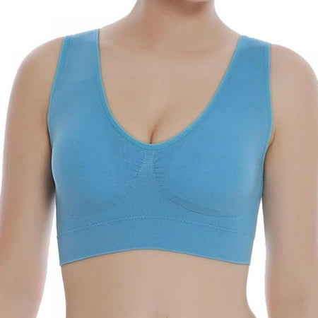 

Women s Seamless Wirefree Comfort Bra Plus Size Bras with Pads Big Size Bralette Push Up Brassiere Bra Vest Light Blue 4XL