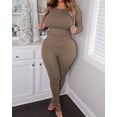 thumbnail image 4 of Two Piece Sets for Women Outfits Track Suits Long Sleeve Top Jogger Legging Pants Lounge Workout Sets for women Khaki S, 4 of 5