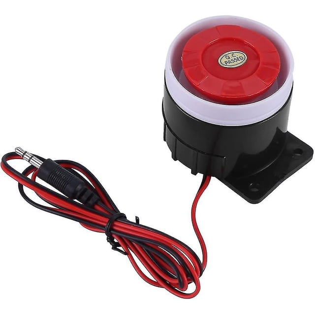 Mini sirena de 12 V para el hogar, 110 dB, con conector de 3,5 mm (rojo), 1 unidad