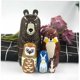 thumbnail image 2 of Muñecas rusas de madera con dibujos de animales, oso pardo, león marino, búho, conejo, mapache, juego de muñecas rusas de 5 capas, manualidades, 2 of 5