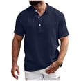 thumbnail image 7 of Hurxie Men's Linen Shirt Short Beach Hippie T Shirts Casual Summer Lightweight Henley Shirts Navy,S, 7 of 7