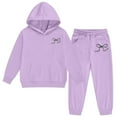 thumbnail image 5 of Byoo Tween Girl Clothes Set Bow Printed Hoody Long Sleeve Pullover Sweatshirt Sweatpants Tracksuit Outfit Sofy Daily Sweatsuit Set, 5 of 6
