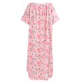 thumbnail image 6 of Plus Size Nightgown for Women Short Sleeve House Dress Vintage Lace Square Neck Night Gown Oversized Printed Mumu Duster Housecoat Soft Full Length Sleep Dress XL-5XL, 6 of 8