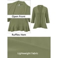 thumbnail image 6 of SHOWMALL Women's Plus Lightweight Cardigan 3/4 Sleeves Bolero Light Green 1X Pleated Ruffles Hemline Shrugs, 6 of 7