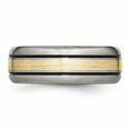 thumbnail image 3 of Titanium Grooved 14k Yellow Inlay 8mm Brushed and Antiqued Band Size 9, 3 of 6