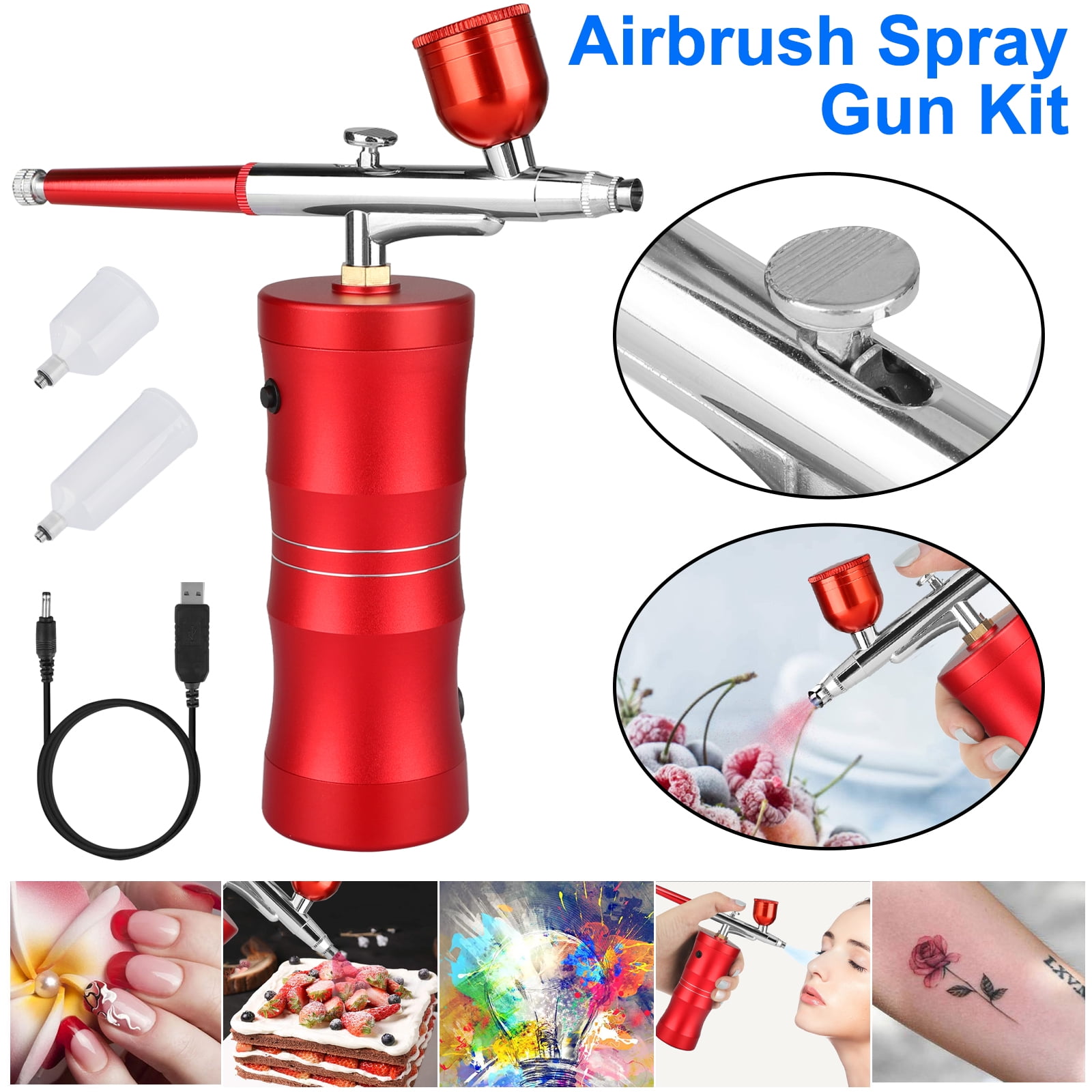 VIVOHOME Airbrush Compressor Kit Dual-Action Paint Spray Gun Air Brush DIY Craft 