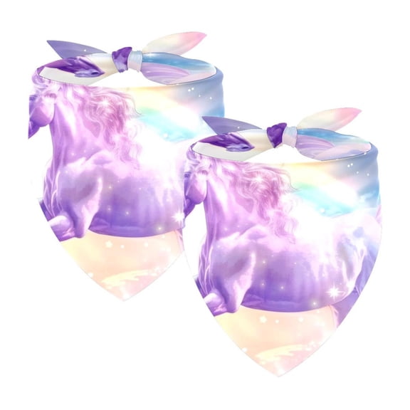 PhooArto Sparkling Stars Unicorn Dog Bandanas, 2 Pack Soft Washable Pet Scarf Triangle for Large Dogs Puppies and Cats