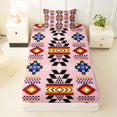 thumbnail image 3 of jejeloiu Boho Aztec Twin Sheets For Girls,Tribal Geometric Bedding,Pink,3 Pieces,1 Fitted Sheet and 1 Pillowcase, 3 of 6