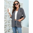 thumbnail image 3 of Womens Casual Cardigan with Pockets 3/4 Sleeve Open Front Dusters Flower Gray S, 3 of 8