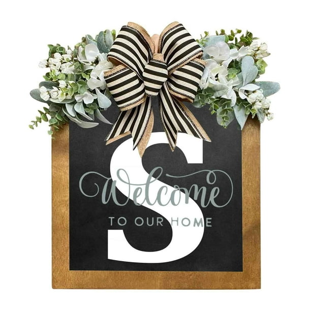 Corona de Madera Personalizada con Apellidos: Placa Colgante para Puerta Principal, Ideal para Todo El Año, con Letras Del Alfabeto de La a A La Z para Decoración Del Hogar y Regalos.