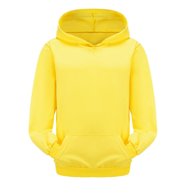 GDREDA Chandails à Capuche Classiques Unis pour Jeunes, Doux, Chandails à Capuche à Enfiler pour Enfants (Jaune, 4-5 Ans)