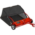 thumbnail image 7 of 48" Tow-Behind Lawn Sweeper, Pull Behind Grass and Leaf Collector with 25.16 Cu. ft Hopper, Adjustable Brush Height Lever & Dumping Rope for Lawn and Yard Cleanup,Red, 7 of 7