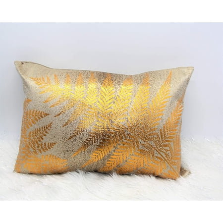 En Oferta Gold Metallic Throw Pillow With Foil Leaf Design Case + Insert Gold Throw Pillow