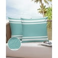 thumbnail image 6 of Pack of 2 Outdoor Pillow Covers, Teal Striped Texture Waterproof Square Throw Pillowcase Cushion Decorative Pillow Covers for Couch Patio Tent, 26x26 in, 6 of 6