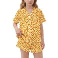 thumbnail image 2 of FAVIPT Pajamas Sets for Girls Summer Leopard Collared Short Sleeve T-Shirt and Shorts 2Pcs Pajama Button Down Loungewear Set Orange,13-14Years, 2 of 7