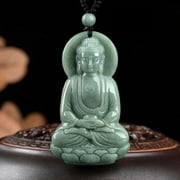 TIANTUTUTEC Natural Grade A Jade Jadeite Lucky Bean Green Buddha Pendant Men Women Gift