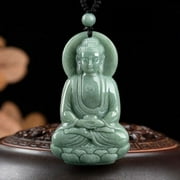 Natural Grade A Jade Jadeite Lucky Bean Green Buddha Pendant Men Women Gift