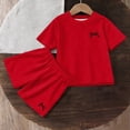 thumbnail image 5 of ITSAME Girls Outfit 2-Piece, Crewneck Top and Shorts Bow Print Active Fit Summer Trendy Leisure Set Red 11-12T, 5 of 6