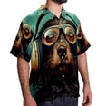 thumbnail image 2 of Retro Dog Men's Hawaiian Printed Short Sleeve Button Down Casual Beach Shirt's, Unisex, 2 of 6