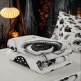 thumbnail image 5 of Homewish Halloween Skull Bat Cat Zipper Queen Comforter Set with Fitted Sheet and 2 Pillowcases, Mushroom Eye Floral Zipper Bedding Set, Black White, Gray Reversible, 5 of 7