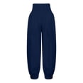 thumbnail image 6 of FRSASU Women Cotton Linen Baggy Palazzo Pants Elastic Waist Beach Yoga Lounge Ankle Pants with Pockets Navy, 6 of 6