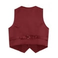 thumbnail image 4 of Rswnyirn Kids Boys Suit Waistcoat for Wedding Birthday Party V Neck Button Down Solid Color Formal Burgundy 16, 4 of 5