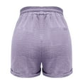 thumbnail image 3 of Women's Shorts Linen, Audhol Women's Fashion Casual High Waist Pants Straight Leg Sports Casual Loose Shorts Comfortable Shorts for Women Purple L, 3 of 9