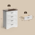 thumbnail image 5 of 4 Drawer Dresser, Gizoon Chest of Drawers Storage Organizer Unit with Wooden Frame for Bedroom/Closet, White and Rustic Painted, 5 of 9