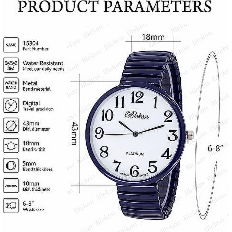 Women\'s Light Blue Super Large Face Stretch Band Japanese Movement Fashion Watch STC Super Large Face Easy to Read Stretch Band Watch  main image 2