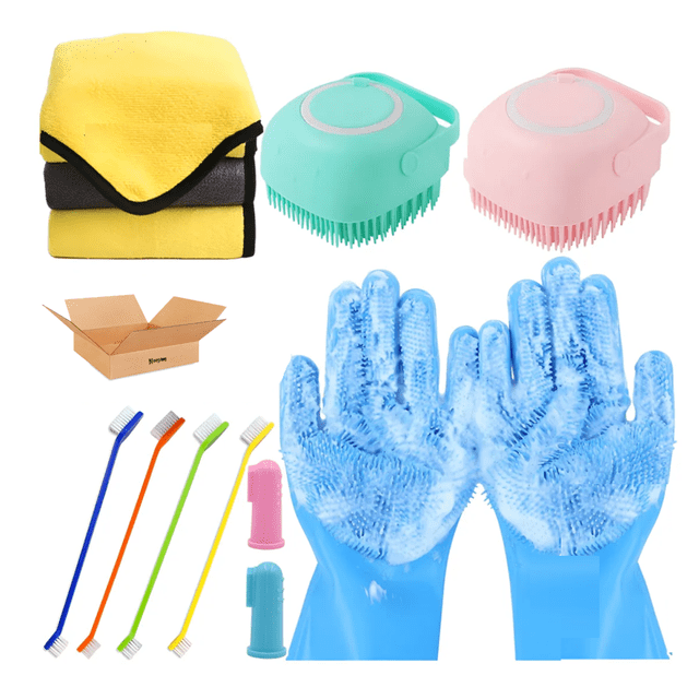 Kit 10 Pcs De Baño Bloosom Con Cepillo Y Toalla De Fibralimpieza Dental Multicolor