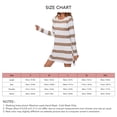 thumbnail image 5 of Mujeres camisón de manga larga rayas impresión crewneck transpirable alto bajo hem pijama vestido para señora Niñas, 5 of 5