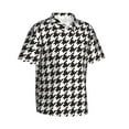 thumbnail image 2 of Easygdp Houndstooth Black And White Men's Hawaiian Shirts Print Lapel Short Sleeve for Beach, vacation, party, casual occasions - Medium, 2 of 9